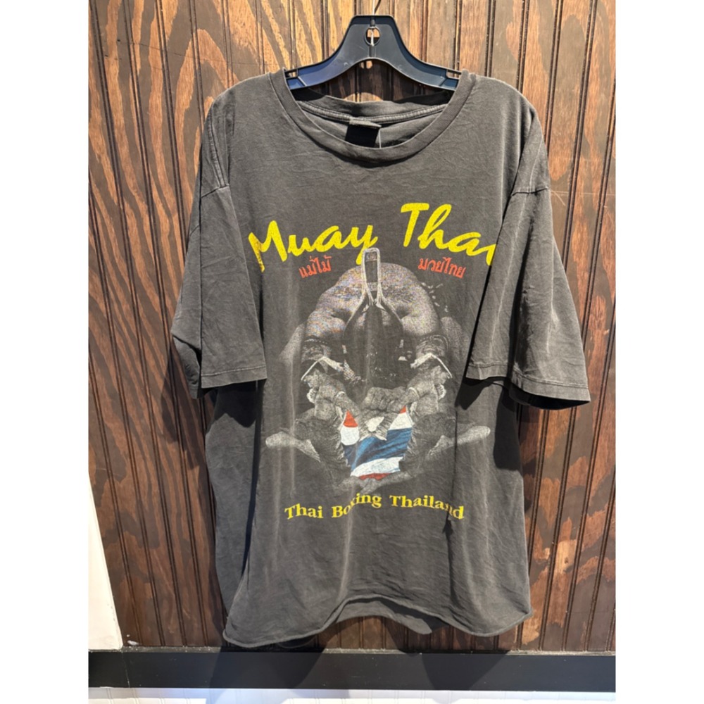 Vintage Muay Thai Boxing T Shirt XXL Heavy Metal Thai Boxing Thailand Faded Blac